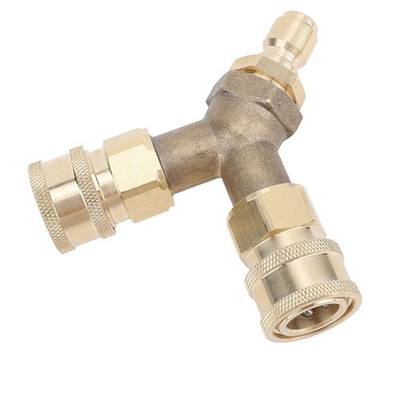 #ad Pressure Washer Tee Splitter Coupler Brass Three Way Connector Quick Connect $16.25