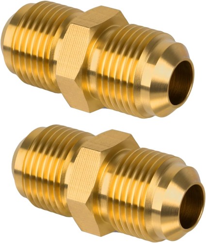 2 Pack 3/8" Flare x 3/8" Flare Male Brass Tube Fitting Union Coupling US