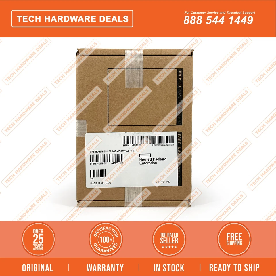 649871-001 NEW SEALED HP Ethernet 1Gb 4-port 331T Adapter - Image 2 of 2