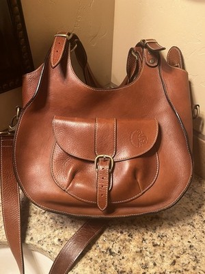 Italian Leather Anonimo Florentino  Brown Crescent Shoulder Bag, Detach Strap