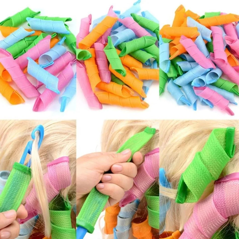 Spiral Lockenwickler Set Spiralwickler Spirallocken mit Styling Haken 18 Stück - Bild 4 von 4