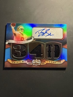 2009 Topps Triple Threads Drew Brees AUTO Jersey Patch 34th TD 3/5