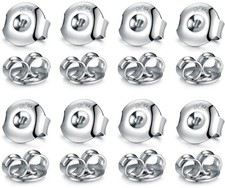 16PCS 925 Sterling Silver Earring Backs,14k White Gold Plated Earring Backs f...
