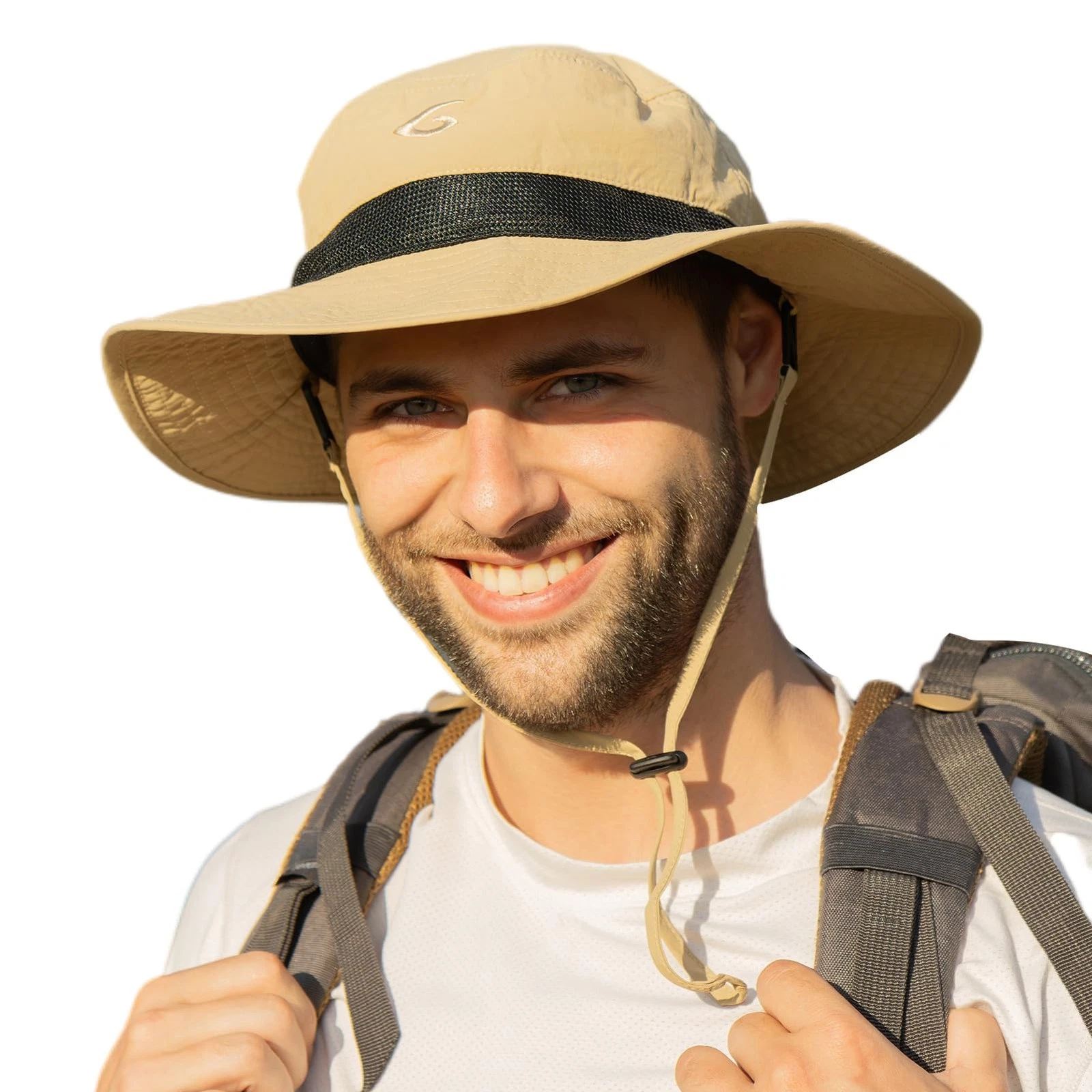 Mens Wide Brim Sun Hat M/L UV Protection Boonie Bucket Sunhat Summer Beach Go...