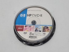 NEW HP DVD-R 10 Pack Spindle 4.7 GB 8x 120 Min. DVD -R 4.7gb Brand NEW SEALED