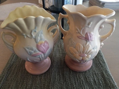 Vintage HULL Magnolia Matte 6.5" Vase Lot of 2 Discontinued Made in USA Pottery