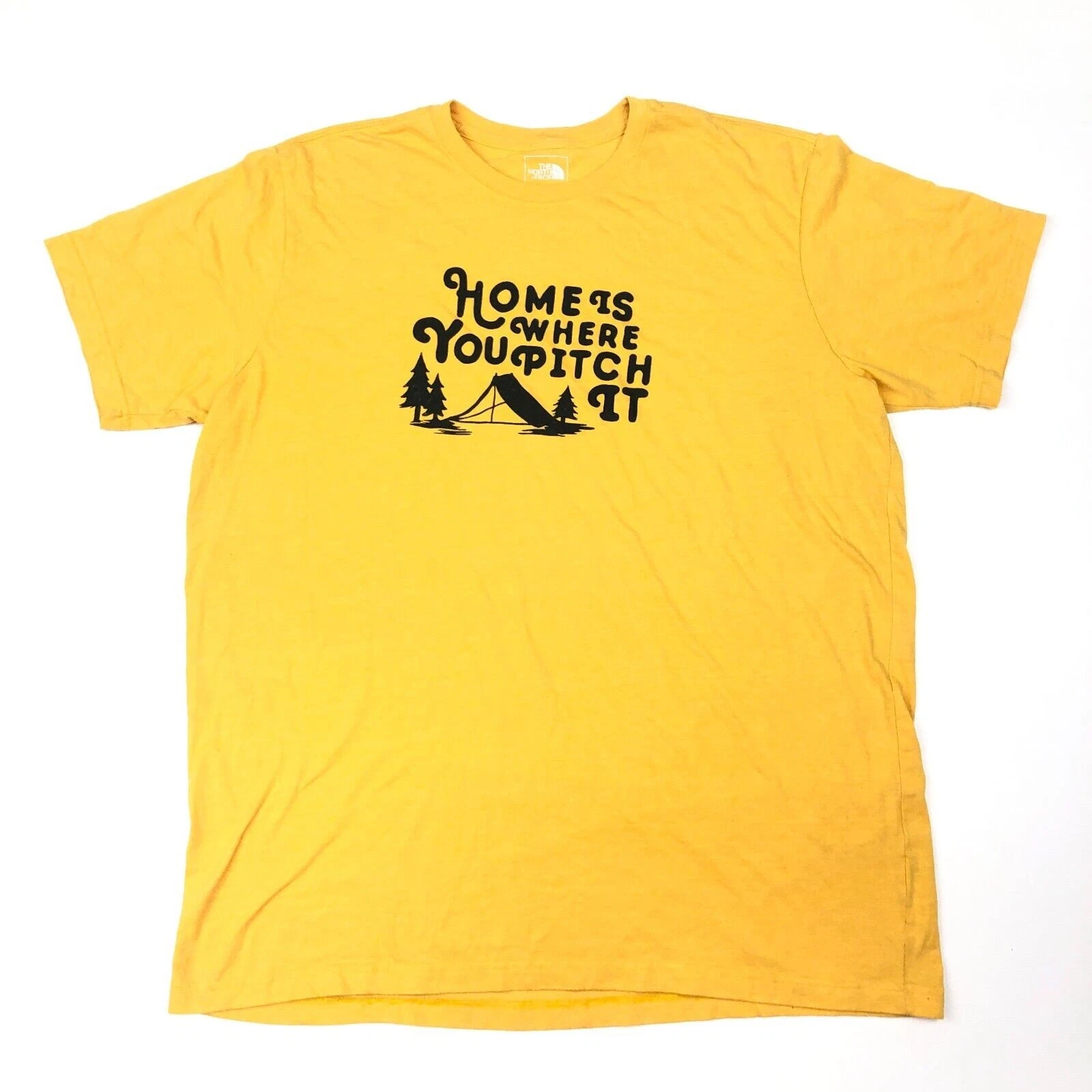 2016 The North Face Camping Slim Fit Yellow Tee T Shirt size XXL 2XL B2