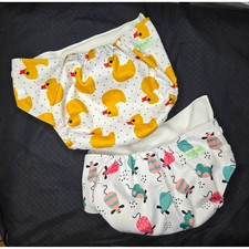 2 Baby Diaper Covers Cute Duck and Mouse Prints Reusable Cloth Diaper
