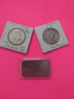 2 Half Dollar Coins & Bar; 1964 Kennedy, 90% Silver; 1952 D Franklin .900 Silver