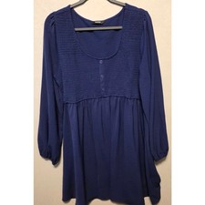 NWOT Royal Blue Dokotoo Smocked bodice long sleeve dress size 2xl