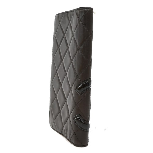 CHANEL CC Logo Cambon Long Bifold Wallet Patent Leather Brown Italy 83EF578 - Picture 3 of 16