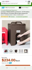 Cambro 1000LCD131 Camtainer 11.75 Gallon Dark Brown Insulated Beverage Dispenser