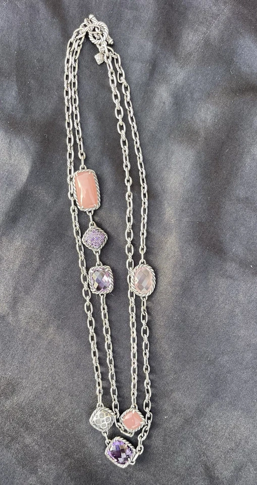 Collar RARO David Yurman Chatelaine Guayaba Gemas Mixtas 36". Plata 925 Foto 2 de 4