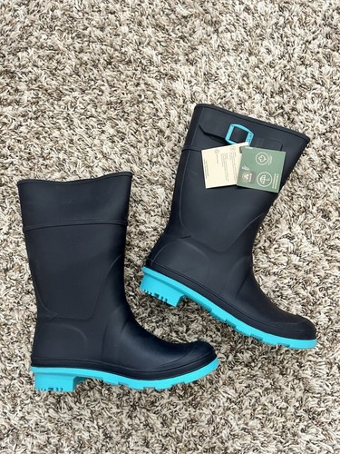 Kamik Big Kids Girls Sz 2 Rubber Waterproof Rainboots Navy Blue Made in Canada - Picture 1 of 6