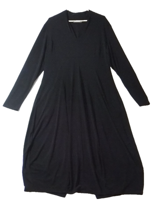 Alembika Dress Womens 3 Black Long Sleeve Midi Relaxed Fit Drape Side  Pockets | eBay