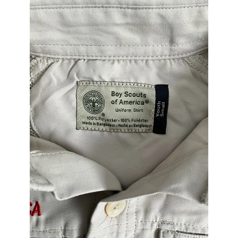 Camisa Uniforme Pequeña Juvenil Boy Scouts of America Manga Corta Caqui Poliéster Foto 3 de 4