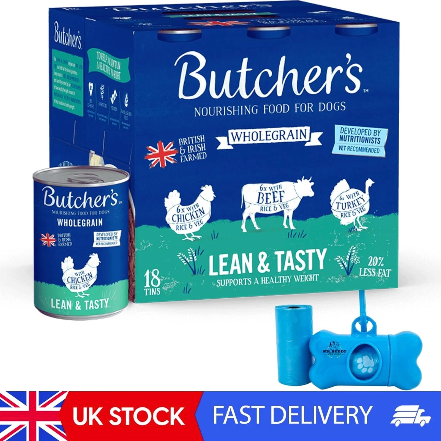 Complete Wet Can Adult Dog Food Lean & Tasty Low Fat Pack 18x390g - Chicken,