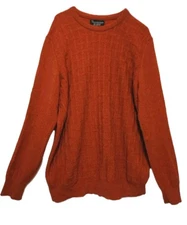 Hawick Knitwear Lambswool Sweater Mens M Ribbed Pullover Scotland Copper/Rust