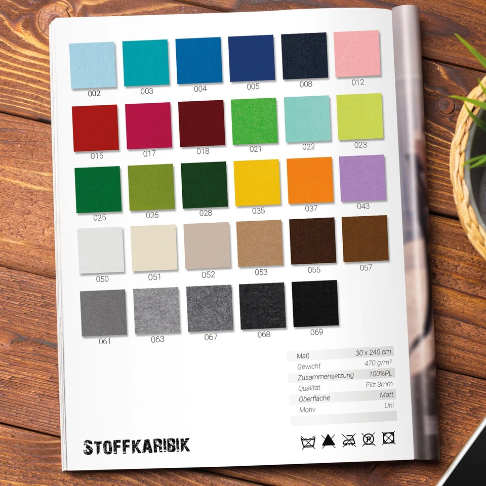 Filzrolle 240x30cm Polyester Filz Stoff 3mm dick zum Nähen Bastelfilz Filzstoff - Bild 2 von 4