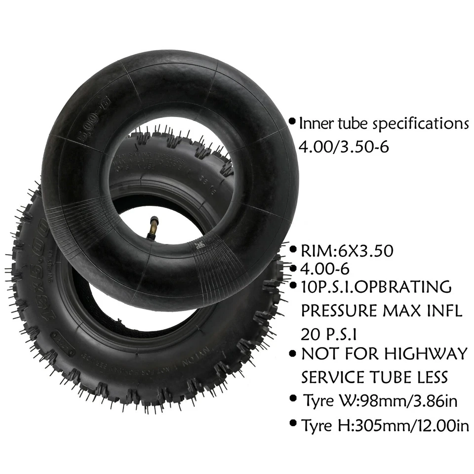 4 pack 6 inch 4.10-6 Tyre Tire Tube 4.10/3.50-6 for ATV Scooter Go Kart Mobility - Image 2 of 4