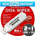 Hard Drive Wiper USB & CD Disk Eraser Delete UNRECOVERABLE Windows 10, 8, 7 & XP