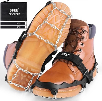 Crampons Ice Cleats for Shoes and Boots, Stainless Steel Chains Ice Grippers ...