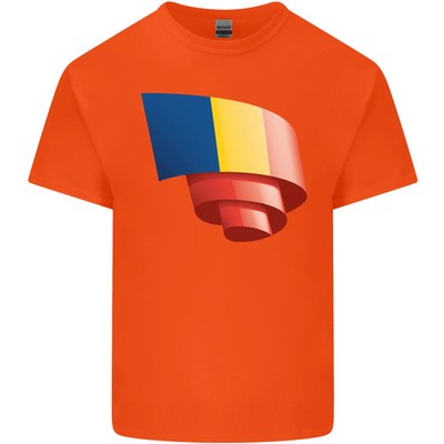 Curled Rumänien Flagge Rumänischer Tag Fußball Kinder T-Shirt Kinder