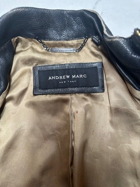 Chaqueta de moto Andrew Marc de cuero negra XS vintage para mujer Foto 4 de 4