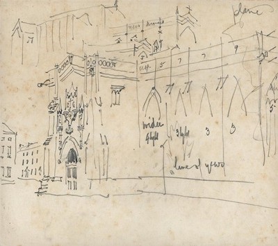 Arthur Cecil Fare (1876-1958) Bleistiftzeichnung - Straßenszene 20. Jahrhundert