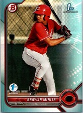 2022 Bowman 1st Edition Braylin Minier BPPF-93 Sky Blue Foil Cincinnati Reds