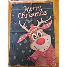 NEW Home  Garden 1pc Double Sided Merry Christmas Reindeer Garden Flag 12x18