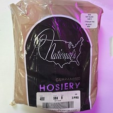 VTG NOS National's Guaranteed Hosiery 3 Pairs-SoftBlack Nylon Style 4688 Size B