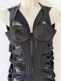 New WOT Agent Provocateur Black Dress Corset Back,  Cut Out Sides AP  2 Size XS