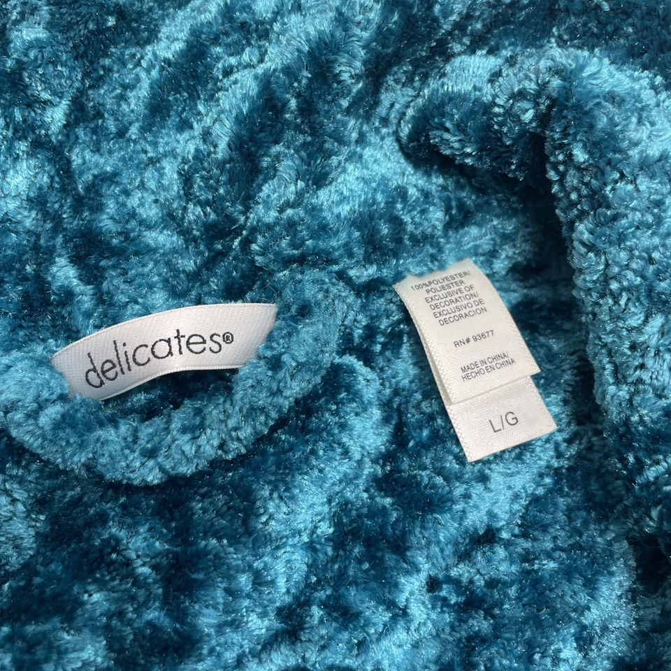 De Colección Delicada Bata Terciopelo Aplastado Azul L Bolsillos Cinturón Lujo Elegante Acogedora Pesada Foto 3 de 4