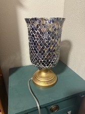 Vintage Stained Glass Gold Lamp