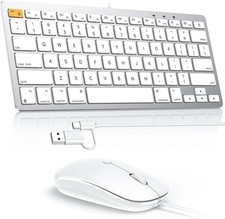 OMOTON Wired Keyboard and Mouse Compatible with Mac, Keyboard with Dual Interfac