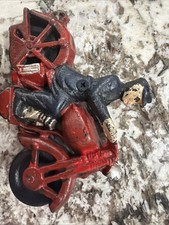 Antique Vintage Style Cast Iron Toy Motorcycle Police Patrol Rider