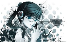 Anime girls headphones gles meganekko original Playmat Game Mat Desk