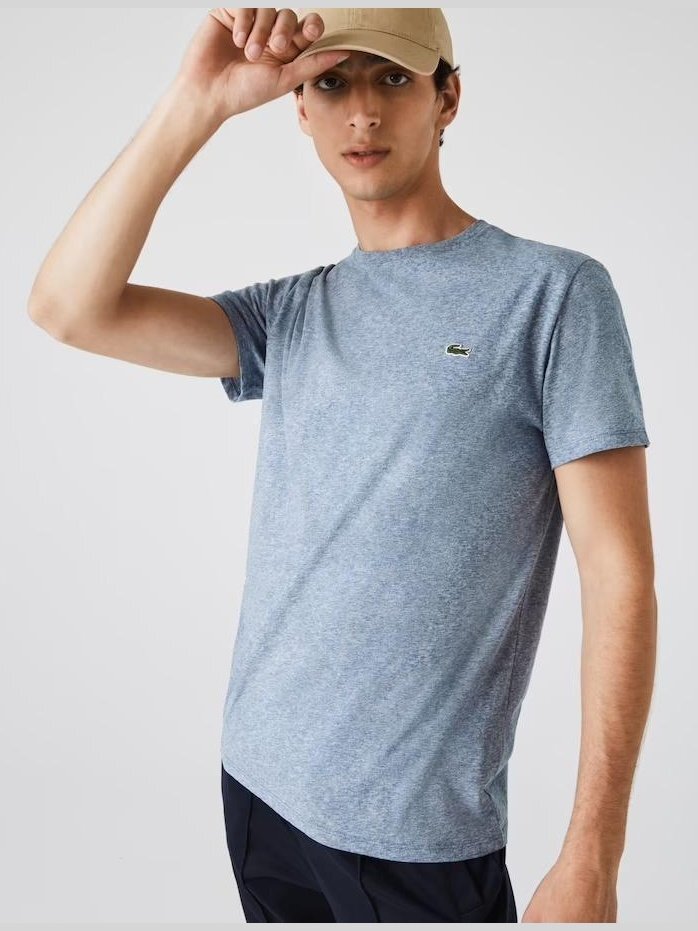 Tシャツ・カットソー LACOSTE Men T-shirt Blue TH6709 3D3 Lacoste Mens Crew Neck Pima Cotton Jersey T-shirt Blue Chine