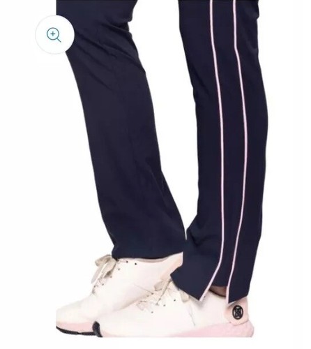 Nuevo con etiquetas Pantalones de golf Golftini al tobillo Azul marino-rosa-rosa Rayas laterales $136 Talla L - Imagen 4 de 7
