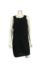 1.State Black Dress Knee Length Sheath Square Basket Weave Print Lined Large