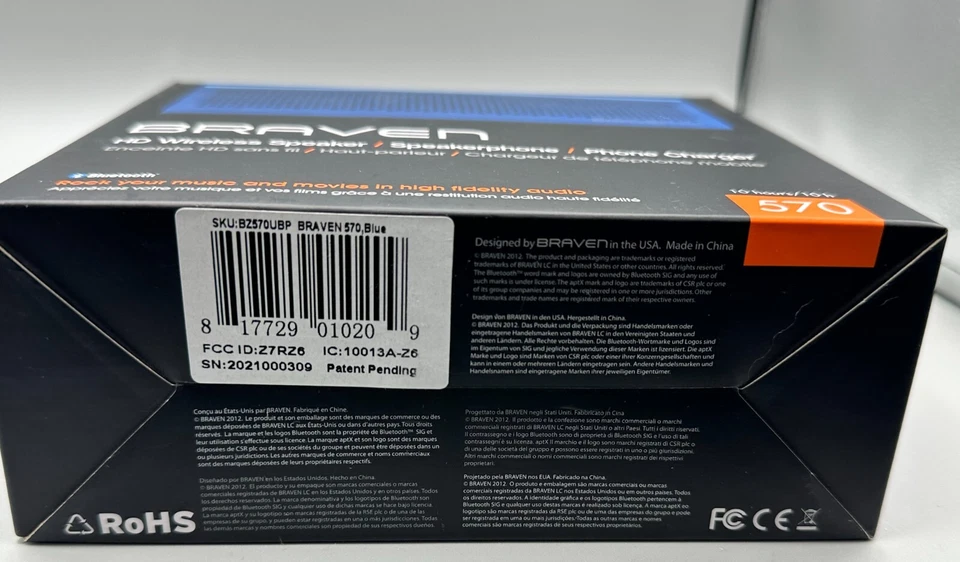 Braven Monaco Blue HD Wireless Bluetooth Speaker Speakerphone Phone Charger 570 - Image 3 of 4