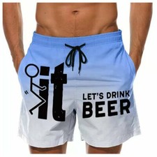 Men's Drawstring Casual Printed Beach Work Casual Trouser Shorts Pants S