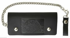 Leather Motorcycle Trucker Biker Chain Wallet With Inside Zipper Black Eagle  