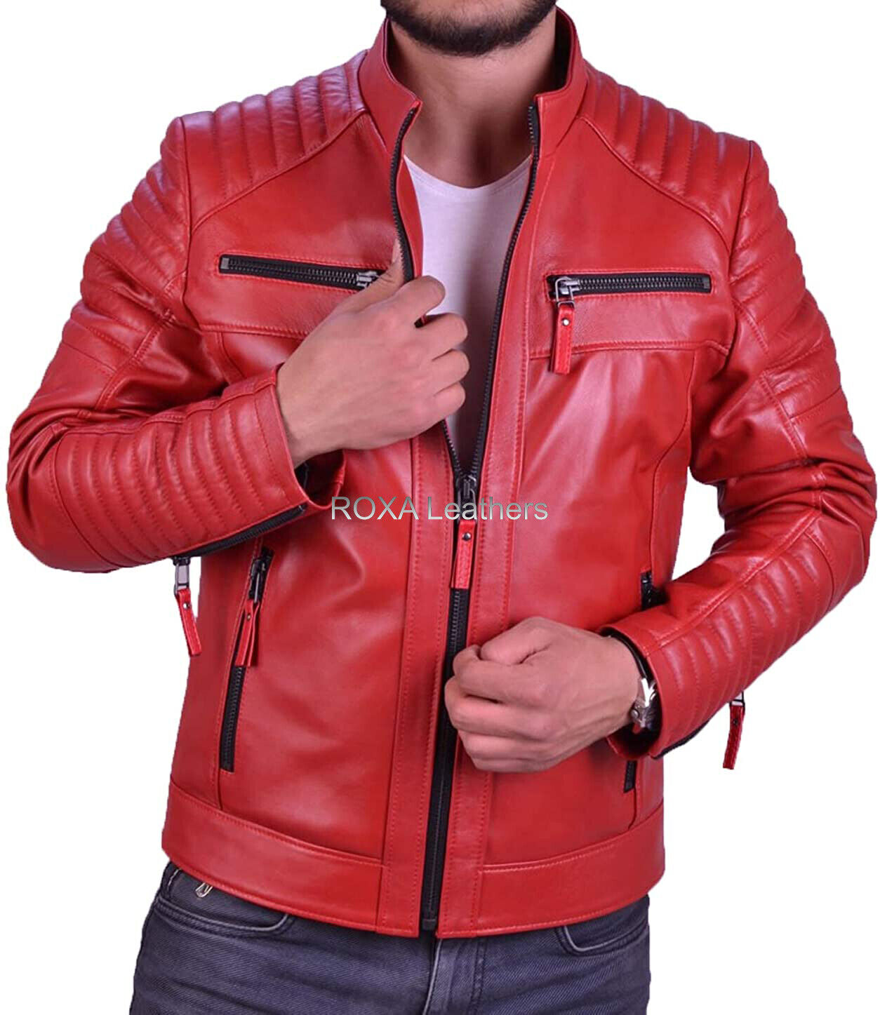 mens red leather jackets 