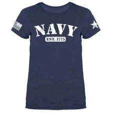 Navy Military American Pride Veteran US Flag Patriotic Women's  T-shirt