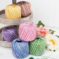 MULTICOLOR COTTON CROCHET THREAD - 2 SIZES & 7 VARIEGATED COLORS AVAILABLE