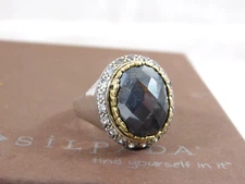 SILPADA Sterling Silver Brass CZ Hematite EMPRESS Cocktail Ring R2755 sz 10