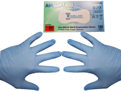 100 Count  AirSoft900 Blue Nitrile Exam Gloves Powder Free, Medium, Large, XL