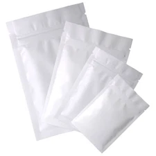 100/200/500 Matte White Smell Proof Mylar Foil Bags Resealable Zip Seal Pouch